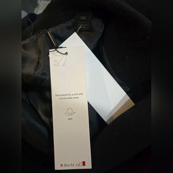 Calvin Klein Men's Classic Fit Black Wool Blend Overcoat NWT size 50R Black - Picture 4 of 4